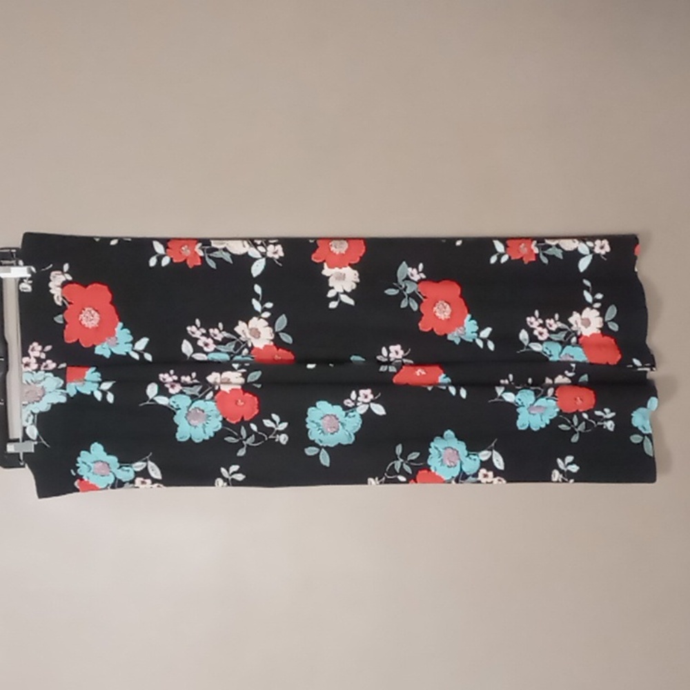 Unbranded Black w Bright Flowers Maxi Skirt w Front & Back Slit Size L/XL